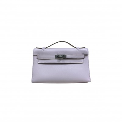 HERMÈS KELLY GENERATION 22CM ORIGINAL IMPORTED SWIFT LEATHER FANTASY PINK PURPLE GOLD AND SILVER BUCKLE (22*14*7cm) 